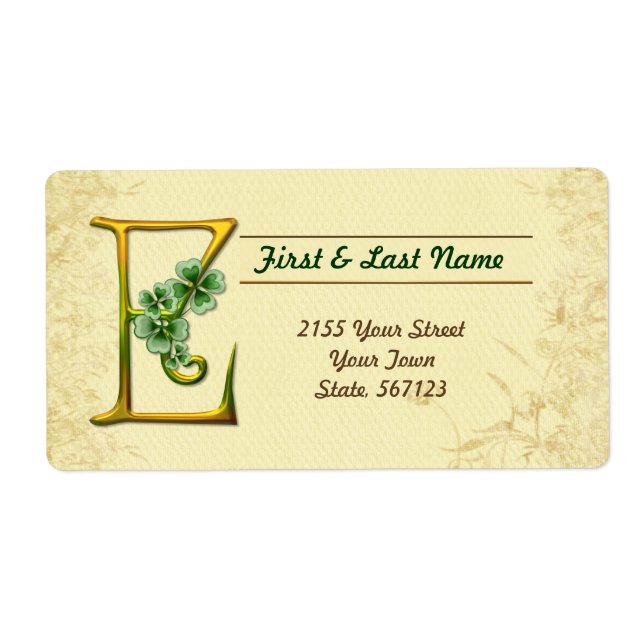 Irish Gold Monogram E Label (Front)