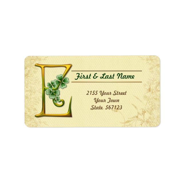 Irish Gold Monogram E Label (Front)