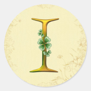 Irish Gold Monogram I Classic Round Sticker