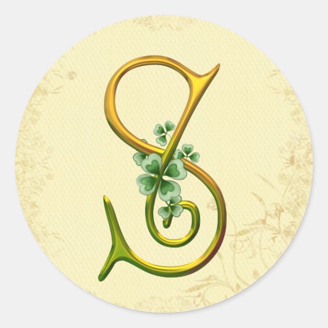 Irish Gold Monogram S Classic Round Sticker (Front)