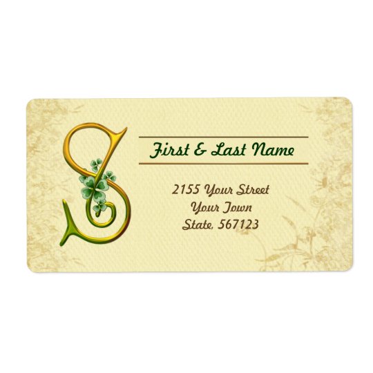 Irish Gold Monogram S Label Shipping Label