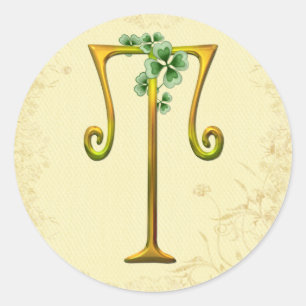 Irish Gold Monogram T Classic Round Sticker