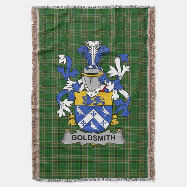  Irish Goldsmith Coat of Arms Family Crest Ireland Throw Blanket (Front Vertical)