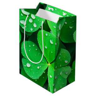 Irish Good Luck Four-Leaf Clovers Medium Gift Bag