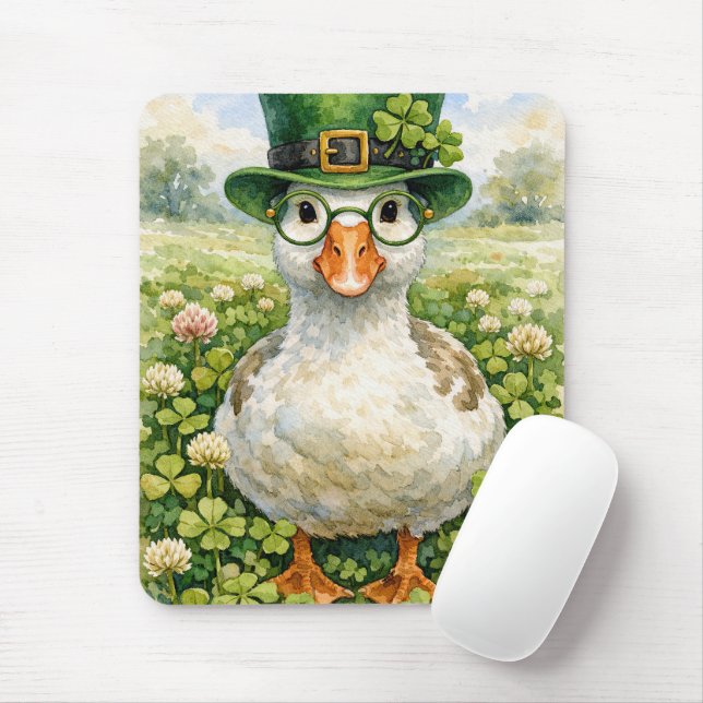 Irish Goose in Shamrock Field Mouse Mat (With Mouse)