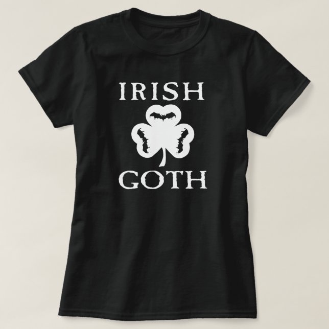 Irish Goth Shamrock Bats T-Shirt (Design Front)