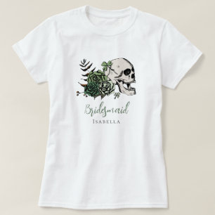 Irish Gothic Green Skull & Roses Bridesmaid Gift T-Shirt