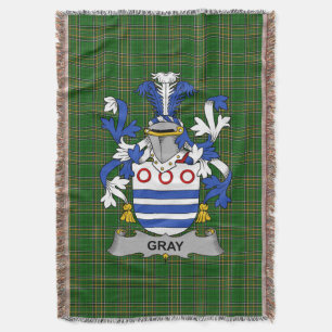 Irish Gray Coat of Arms Family Crest Ireland Throw Blanket