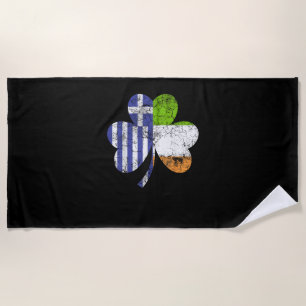 Irish Greek Flag Ireland Shamrock St Patricks Day Beach Towel