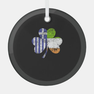Irish Greek Flag Ireland Shamrock St Patricks Day Glass Tree Decoration