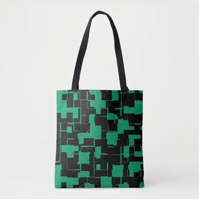 Irish Green and Black Trendy Pattern Tote Bag (Front)