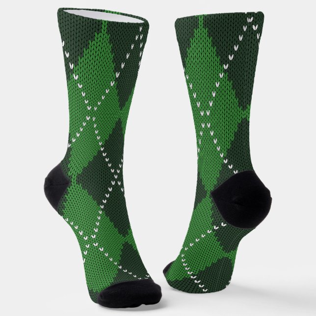 Irish Green Argyle  Socks (Angled)