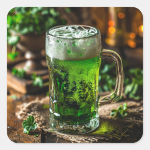 Irish Green Beer Square Sticker