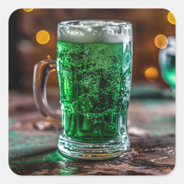 Irish Green Beer Square Sticker (Front)
