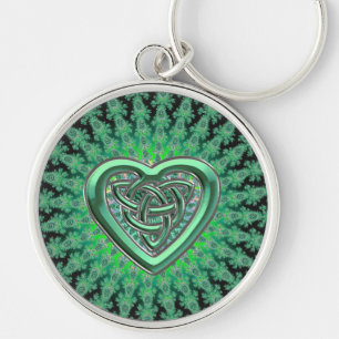 Irish Green Celtic Heart Knot Keychain