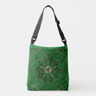 Irish Green Celtic Triskele Mandala Crossbody Bag