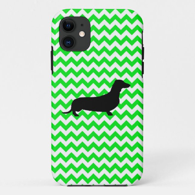 Irish Green Chevron with Dachshund Case-Mate iPhon iPhone Case (Back)