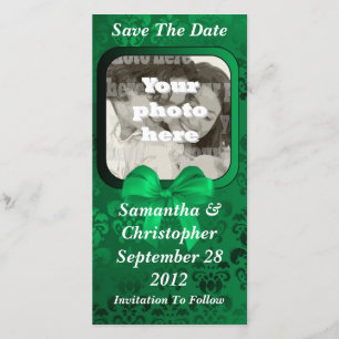 Irish green damask save the date wedding
