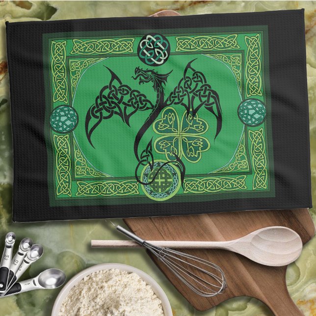 Irish Green Dragon Celtic Tea Towel (Creator Uploaded)