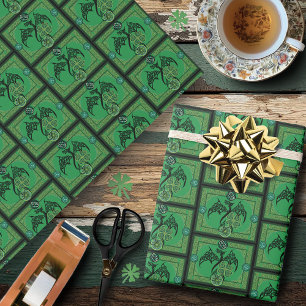 Irish Green Dragon Celtic Wrapping Paper
