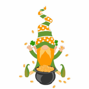 Irish green gnome with lucky clovers photo sculpture decoration