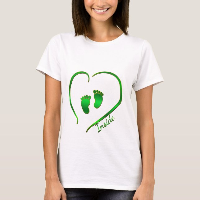 Irish Green Heart and Baby Feet T-Shirt (Front)