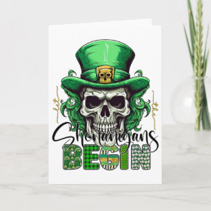 Irish Green Let The Shenanigans Begin Retro St Pat Card