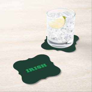 Irish Green modern typography Saint Patrick's Day Paper Coaster
