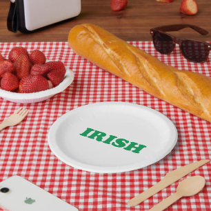 Irish Green modern typography Saint Patrick's Day Paper Plate