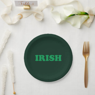 Irish green modern typography Saint Patrick's Day Paper Plate