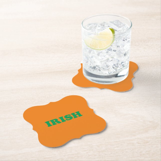  Irish green orange modern Saint Patrick's Day Paper Coaster (Insitu)