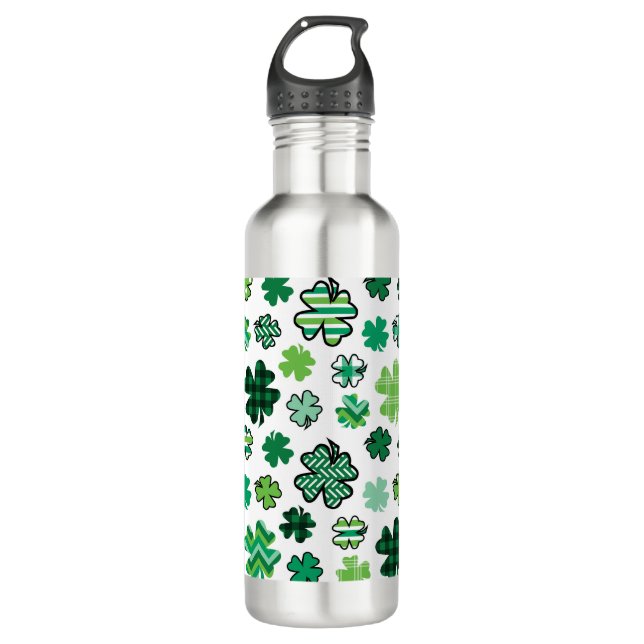Irish Green Pattern Shamrocks 710 Ml Water Bottle (Front)