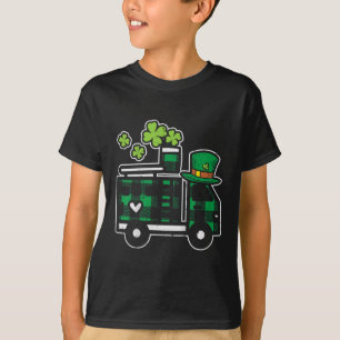 Irish Green Plaid Firefighter Truck St Patrick's T-Shirt