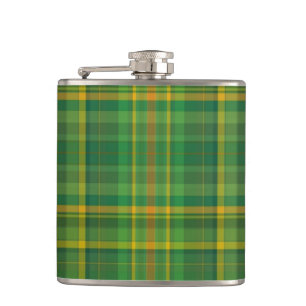 Irish Green Plaid (Tartan) Custom Hip Flask