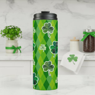 Irish Green Plaid With Shamrocks St Patrick's Day Thermal Tumbler
