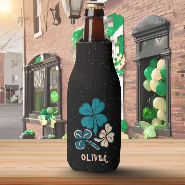 Irish Green Shamrock Clover Personalised  Bottle Cooler (Creator Uploaded)