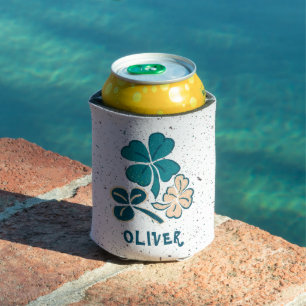 Irish Green Shamrock Clover Personalised  Can Cooler
