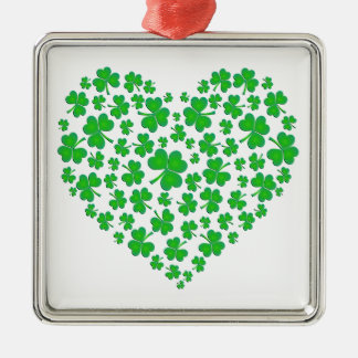 Irish Green Shamrock Heart Metal Tree Decoration