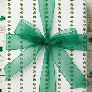 Irish Green Shamrock Stripes Wrapping Paper