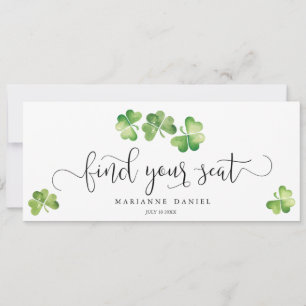 Irish green shamrock wedding find your seat sign