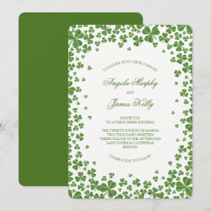 Irish Green Shamrock Wedding Invitation