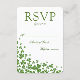 Irish Green Shamrock Wedding RSVP Card