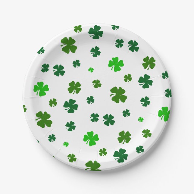 Irish Green Shamrocks St. Patricks Day Party Plate (Front)