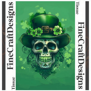 Irish Green Skull Flowers Hat Decoupage L 141 Tissue Paper