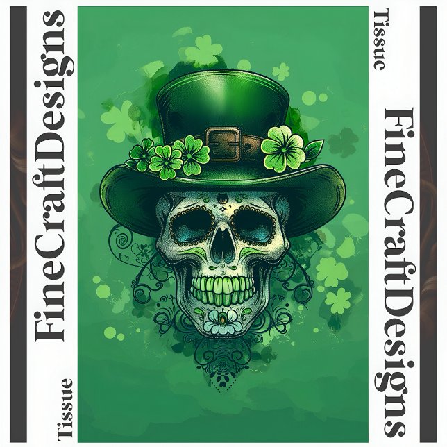 Irish Green Skull Flowers Hat Decoupage L 141 Tissue Paper (Creator Uploaded)