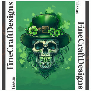 Irish Green Skull Flowers Hat Decoupage R 141 Tissue Paper
