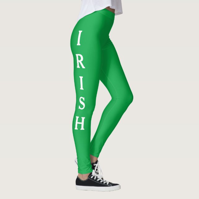Irish Green St. Patricks Day White 4Molly Leggings (Right)