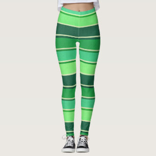 Irish Green Stripe Patern St Patrick's Day Leggings