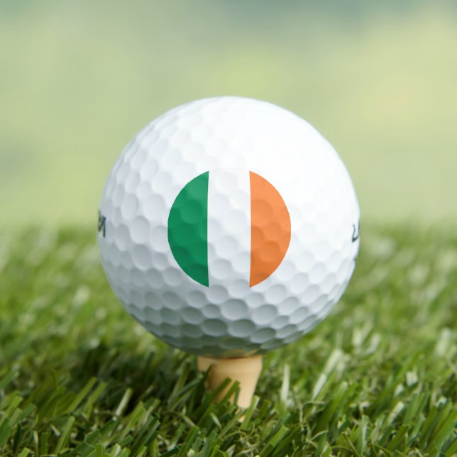 Irish green white orange tricolour flag patriotic golf balls (Insitu Tee)