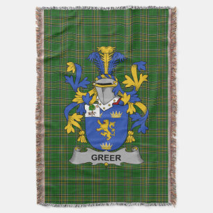  Irish Greer Coat of Arms Family Crest Ireland Throw Blanket